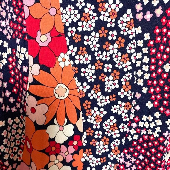 MICHAEL Michael Kors Navy Floral Print Flounce Tank Layered Mini Dress Size 0X - Picture 5 of 9